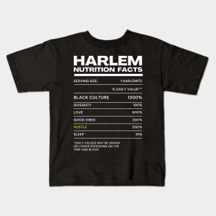 Funny Harlem Nutrition Fact Design Kids T-Shirt